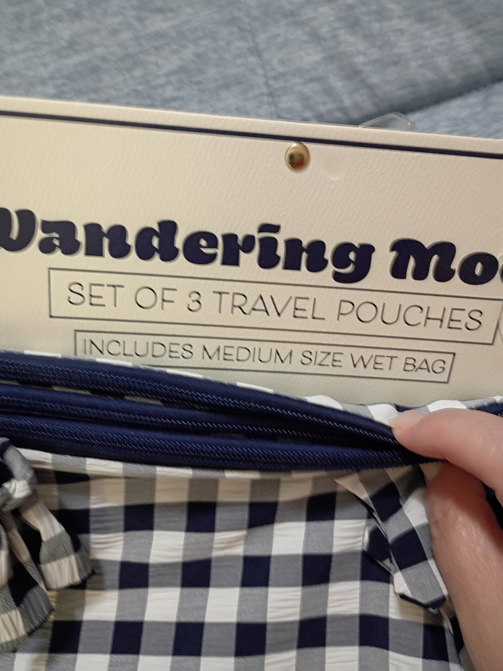 Navy & White Gingham Travel Pouch Set - Picture 3 of 6